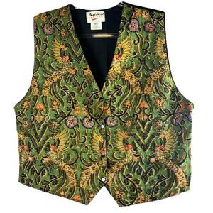Fashion Fantasy Embroidered Cotton Vest Green Size XL